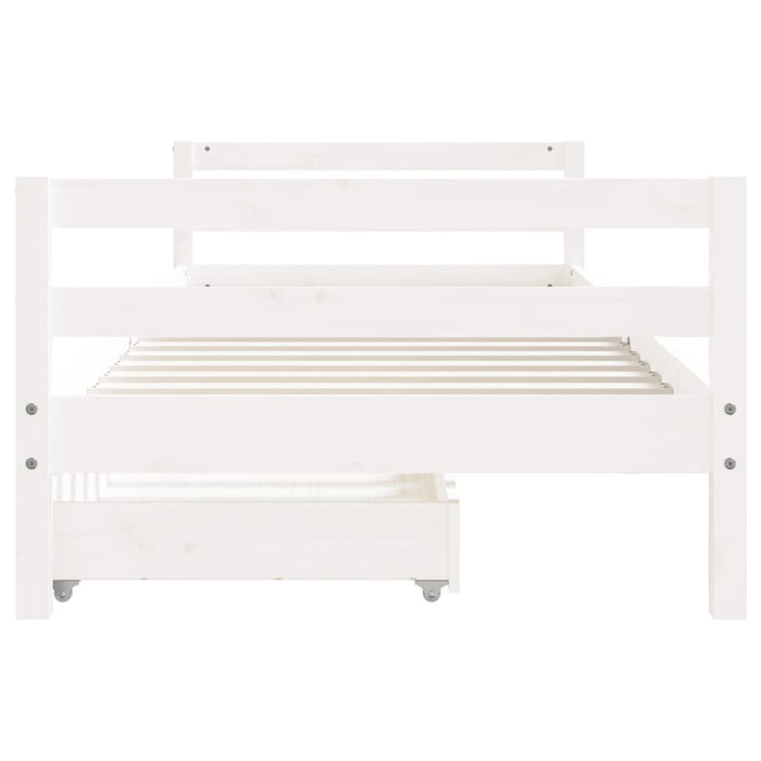 Kids Bed Frame with Drawers White 90x200 cm Solid Wood Pine