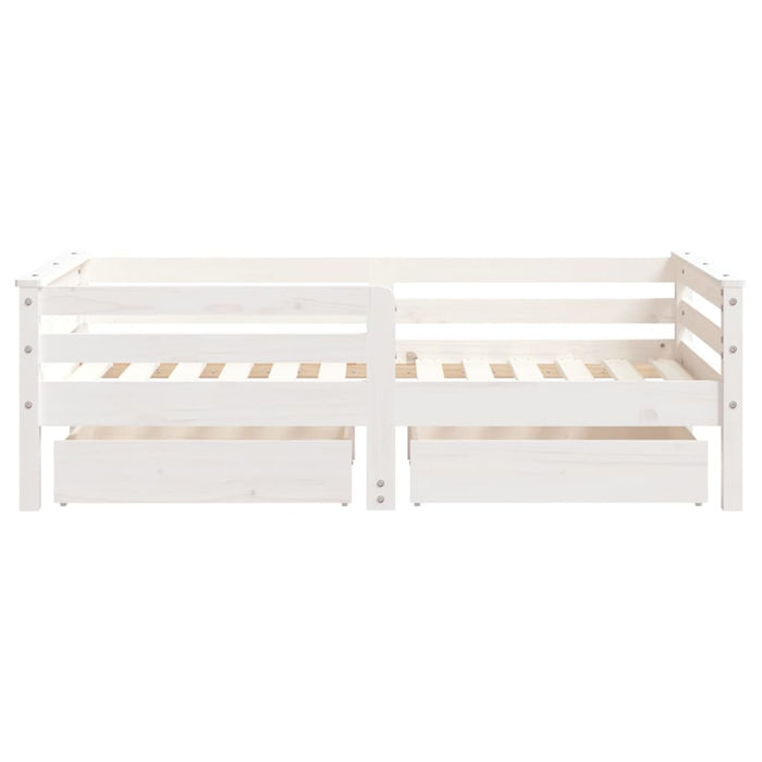 Kids Bed Frame with Drawers White 70x140 cm Solid Wood Pine