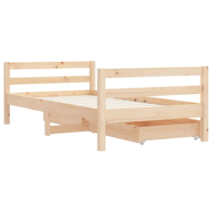 Kids Bed Frame with Drawers 80x160 cm Solid Wood Pine