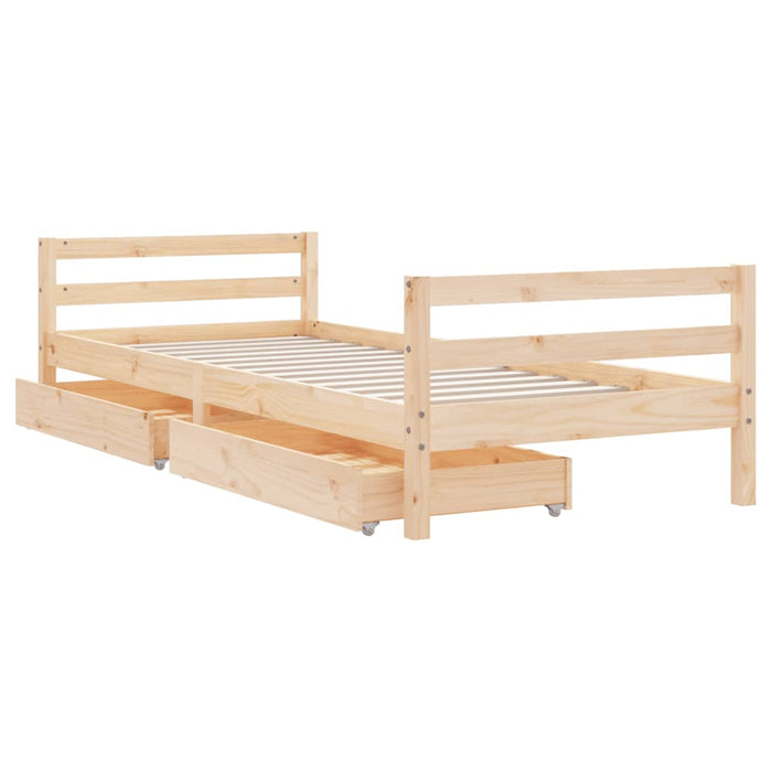 Kids Bed Frame with Drawers 90x190 cm Solid Wood Pine