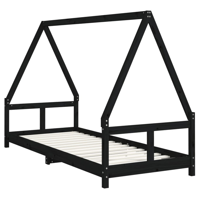 Kids Bed Frame Black 80x200 cm Solid Wood Pine