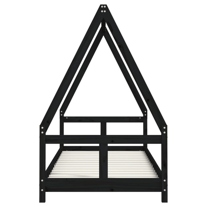 Kids Bed Frame Black 80x200 cm Solid Wood Pine