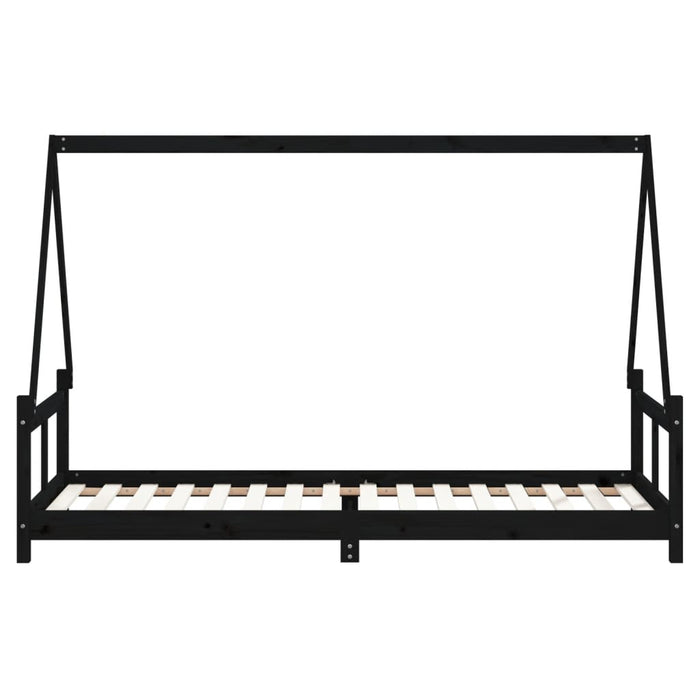 Kids Bed Frame Black 80x200 cm Solid Wood Pine