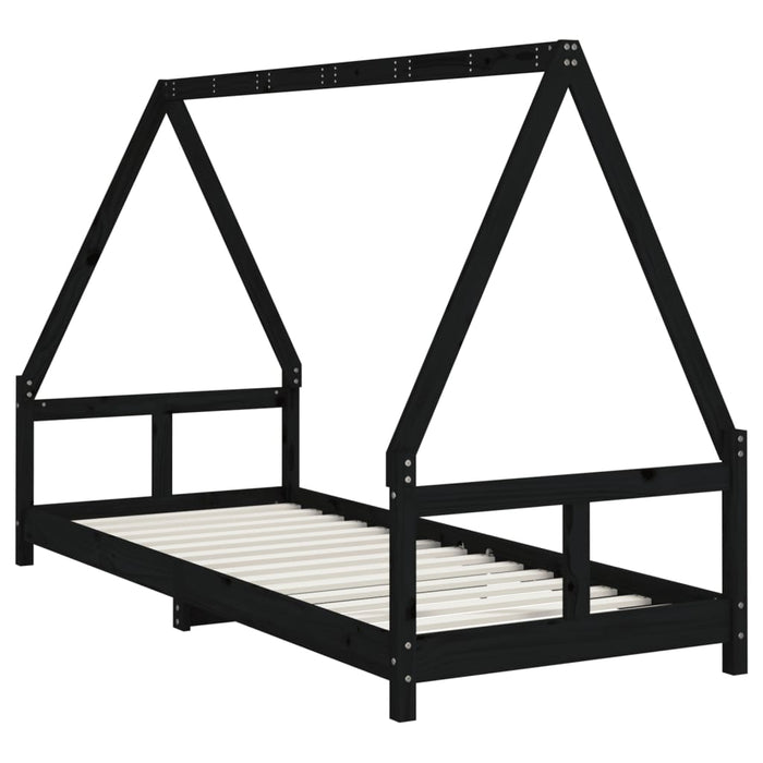 Kids Bed Frame Black 80x200 cm Solid Wood Pine