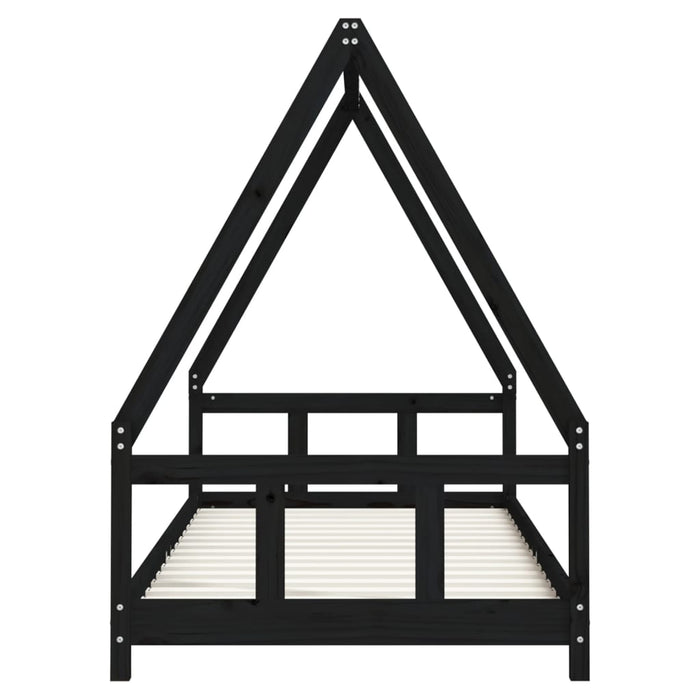 Kids Bed Frame Black 90x200 cm Solid Wood Pine