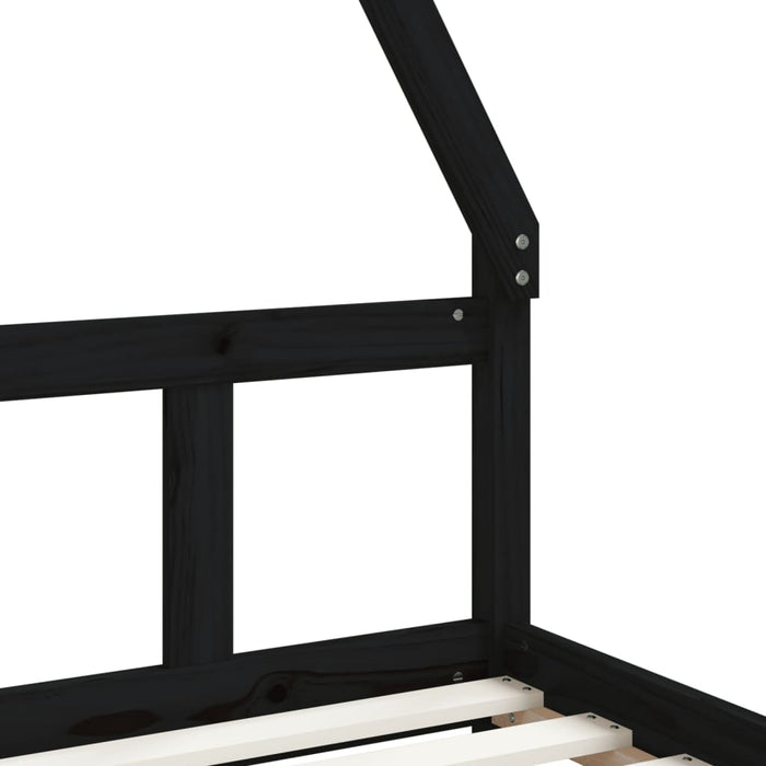 Kids Bed Frame Black 90x200 cm Solid Wood Pine