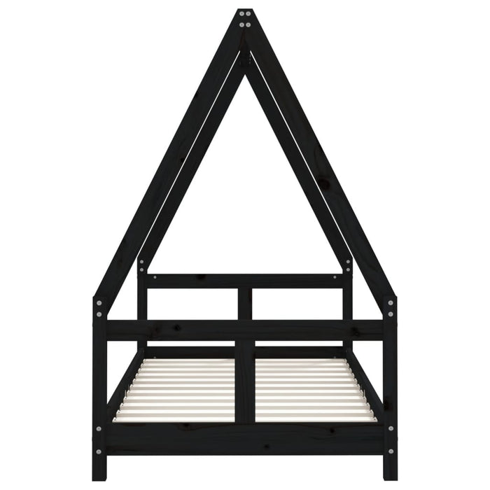 Kids Bed Frame Black 80x160 cm Solid Wood Pine