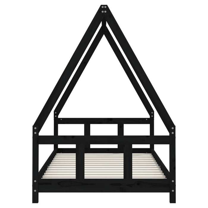 Kids Bed Frame Black 90x190 cm Solid Wood Pine