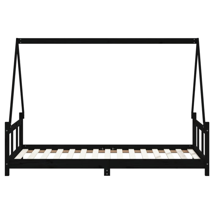 Kids Bed Frame Black 90x190 cm Solid Wood Pine