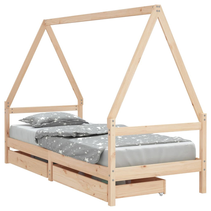 Kids Bed Frame with Drawers 80x200 cm Solid Wood Pine