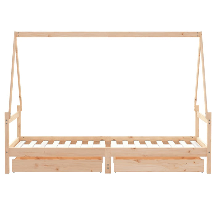 Kids Bed Frame with Drawers 80x200 cm Solid Wood Pine