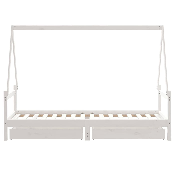 Kids Bed Frame with Drawers White 80x200 cm Solid Wood Pine