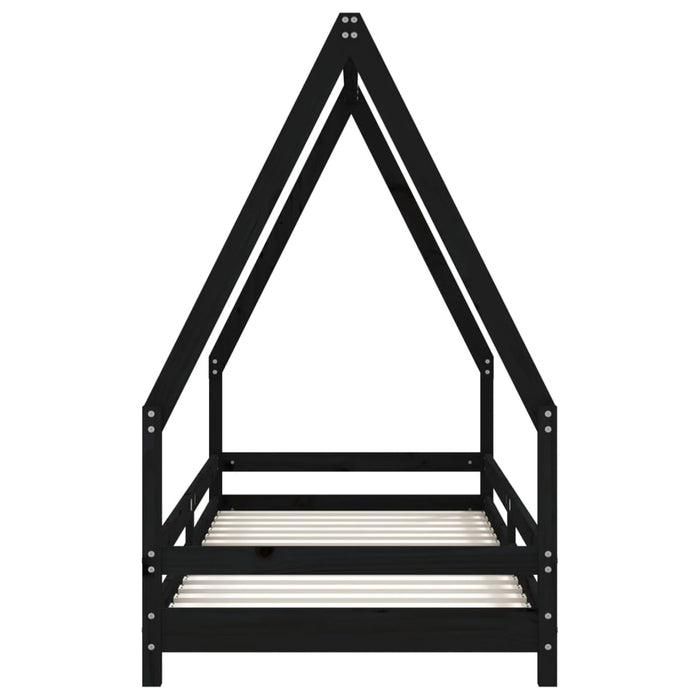 Kids Bed Frame Black 80x200 cm Solid Wood Pine