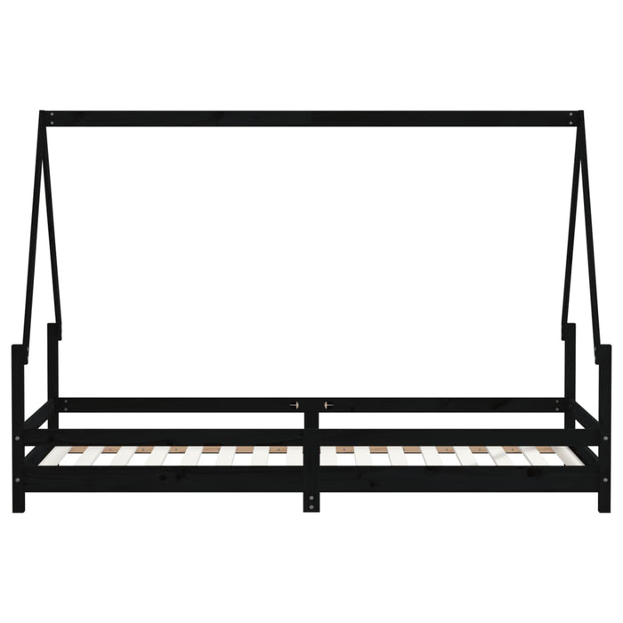 Kids Bed Frame Black 80x200 cm Solid Wood Pine