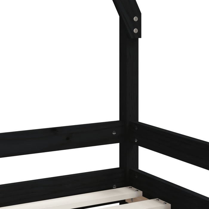 Kids Bed Frame Black 80x200 cm Solid Wood Pine