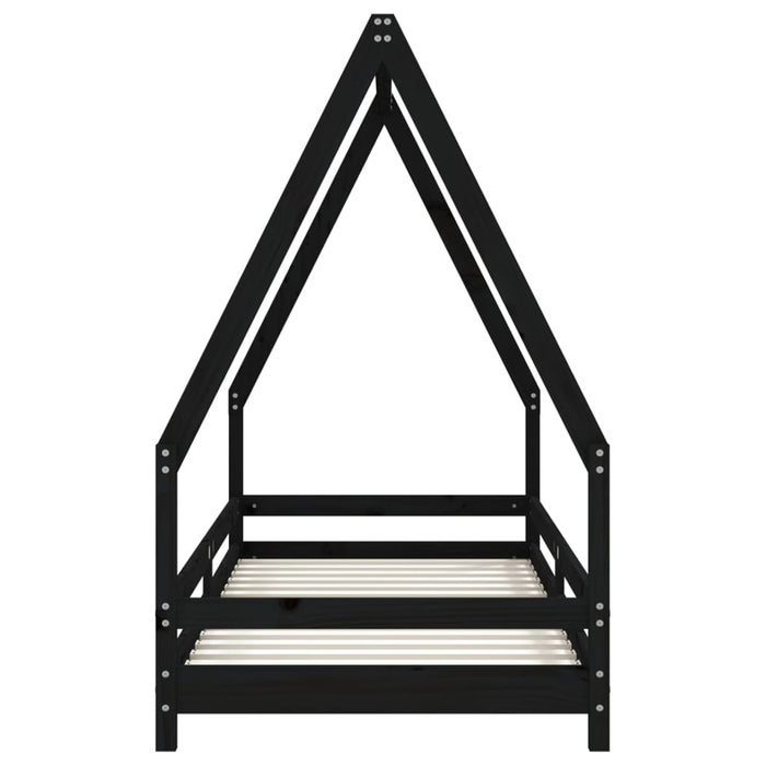 Kids Bed Frame Black 90x200 cm Solid Wood Pine