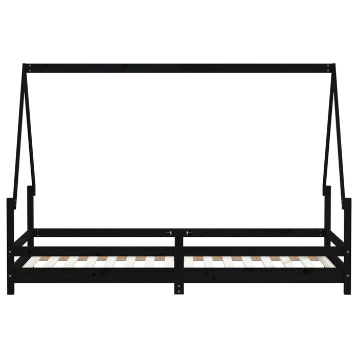 Kids Bed Frame Black 90x200 cm Solid Wood Pine