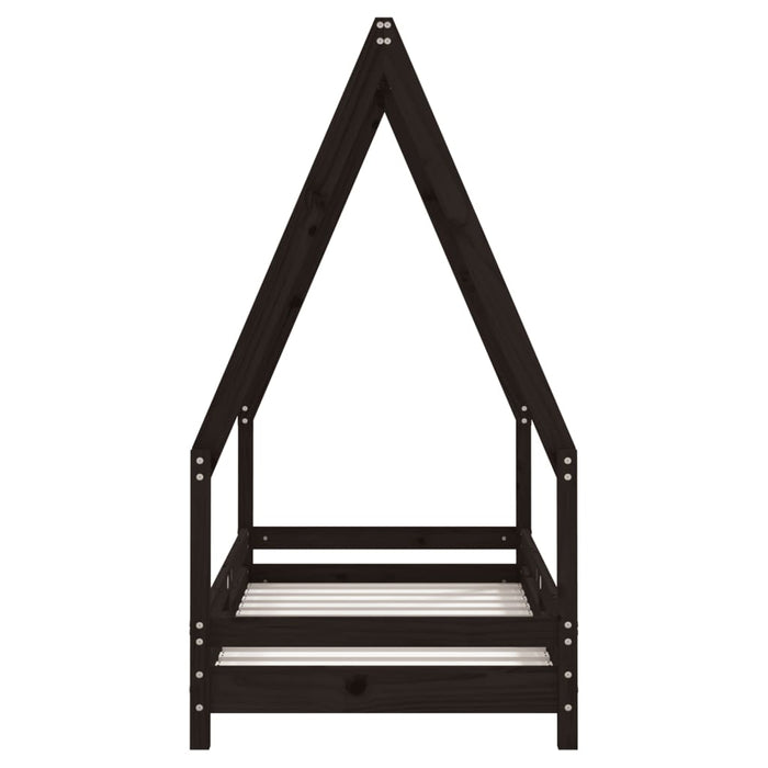 Kids Bed Frame Black 70x140 cm Solid Wood Pine