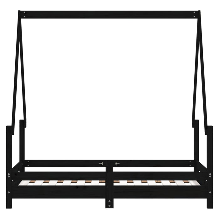 Kids Bed Frame Black 70x140 cm Solid Wood Pine