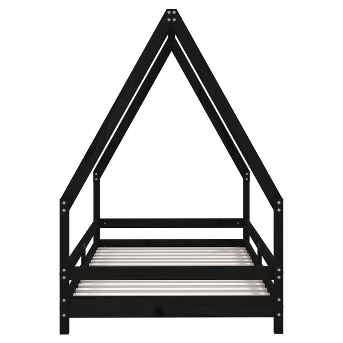 Kids Bed Frame Black 90x190 cm Solid Wood Pine