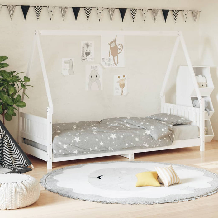 Kids Bed Frame White 80x200 cm Solid Wood Pine