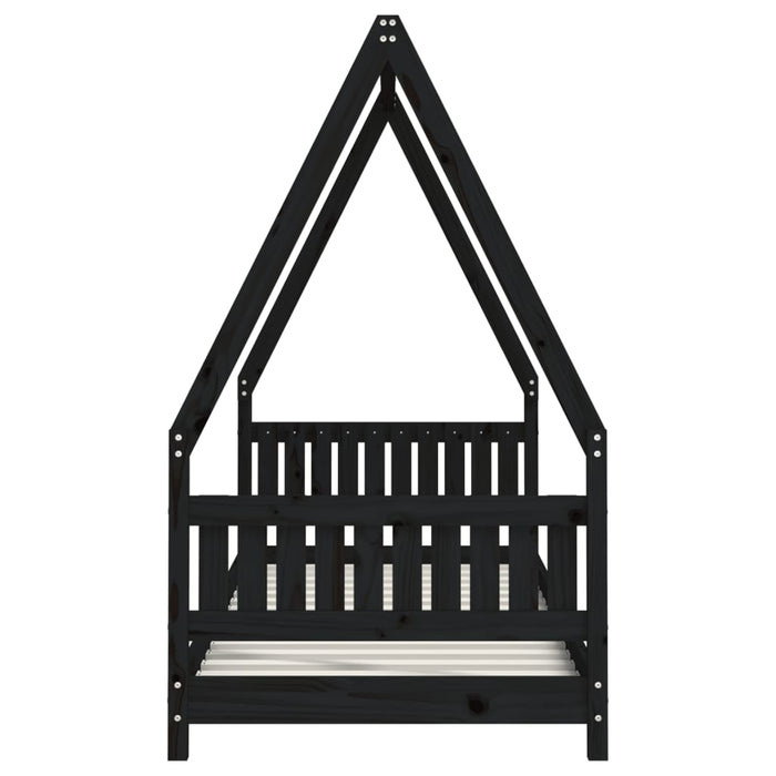 Kids Bed Frame Black 80x200 cm Solid Wood Pine