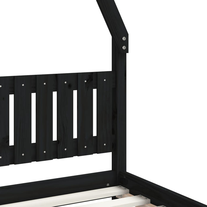 Kids Bed Frame Black 80x200 cm Solid Wood Pine