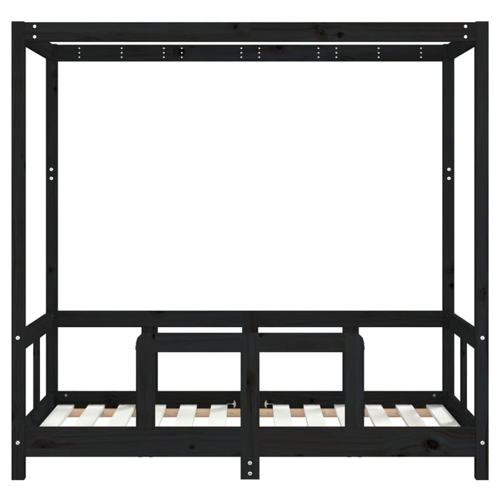 Kids Bed Frame Black 70x140 cm Solid Wood Pine