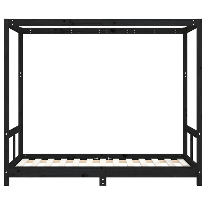 Kids Bed Frame Black 80x160 cm Solid Wood Pine