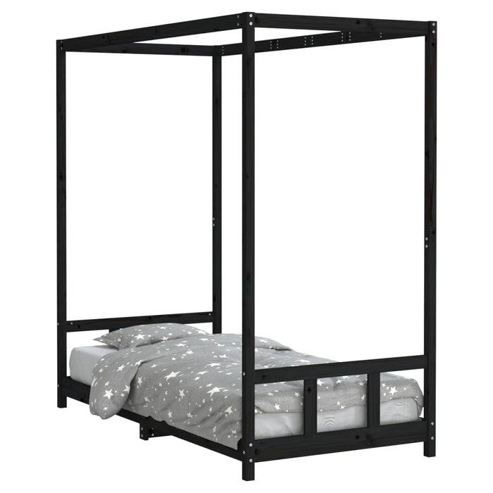 Kids Bed Frame Black 90x190 cm Solid Wood Pine