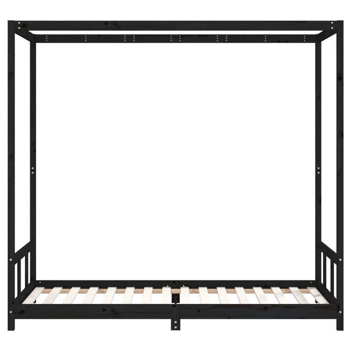 Kids Bed Frame Black 90x200 cm Solid Wood Pine