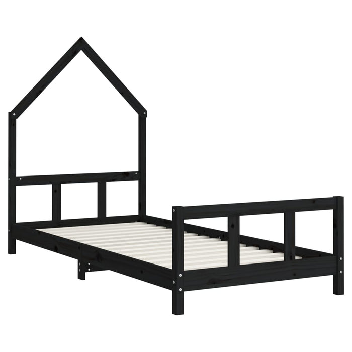 Kids Bed Frame Black 90x190 cm Solid Wood Pine