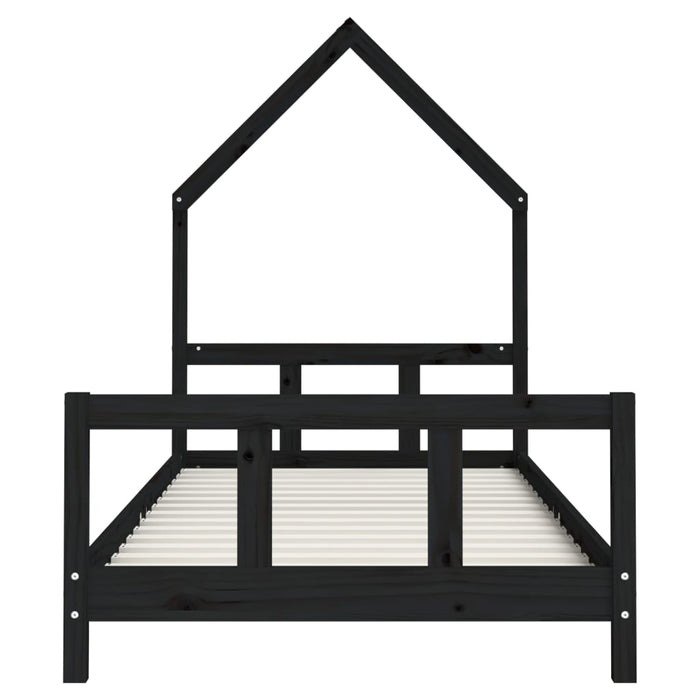 Kids Bed Frame Black 90x190 cm Solid Wood Pine