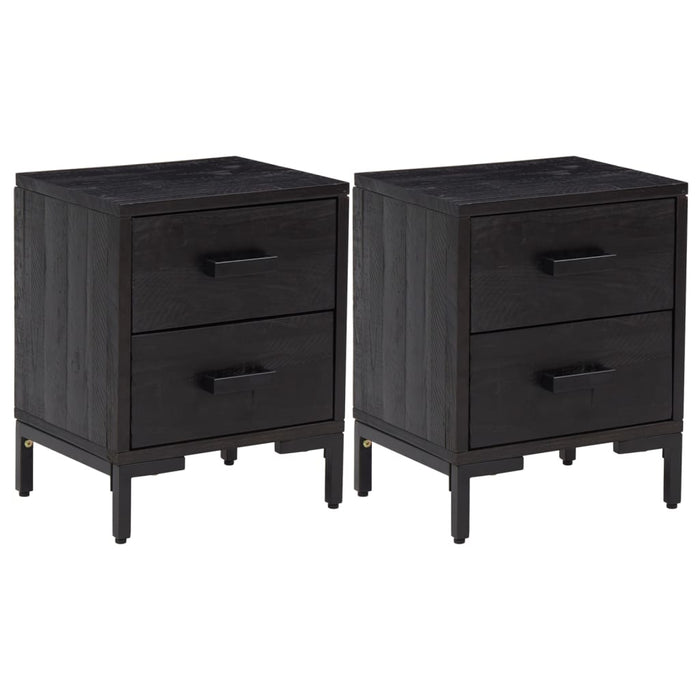 Bedside Cabinets 2 pcs Black 36x30x45 cm Solid Wood Pine