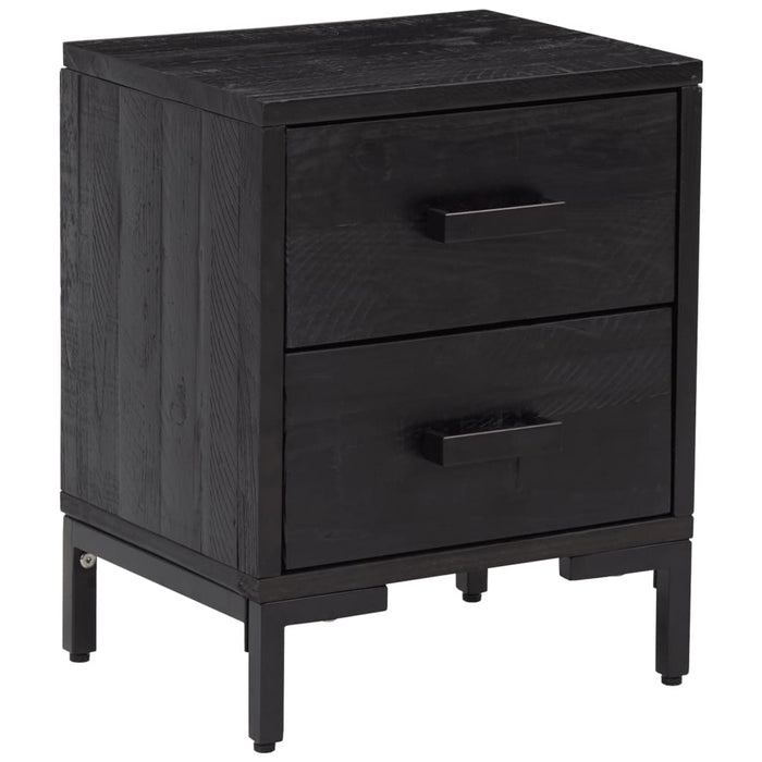 Bedside Cabinets 2 pcs Black 36x30x45 cm Solid Wood Pine