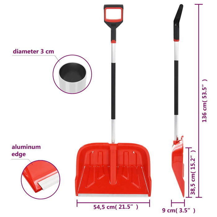 Snow Shovel Red 136 cm Aluminium