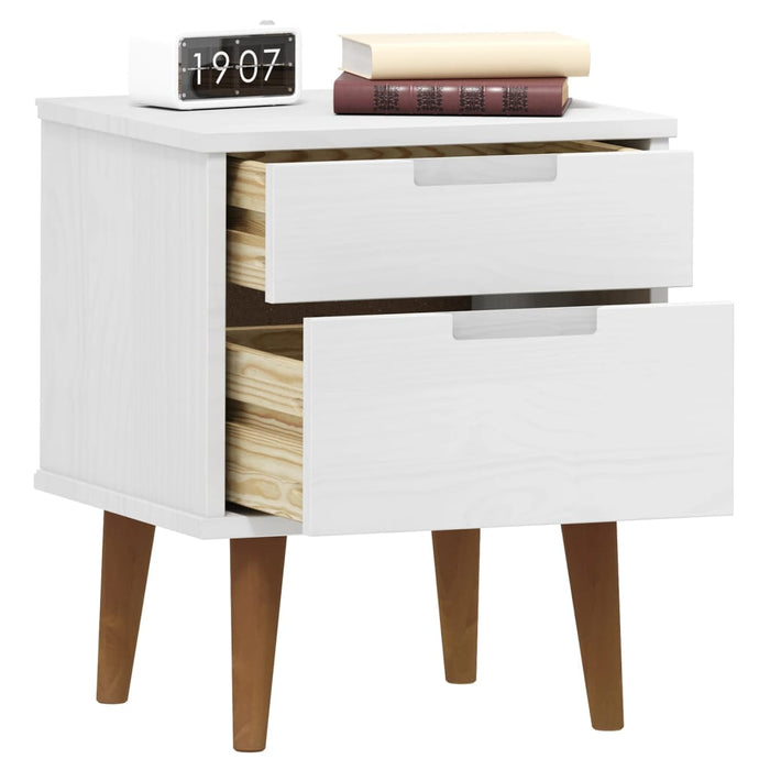 Bedside Cabinet MOLDE White 40x35x48 cm Solid Wood Pine