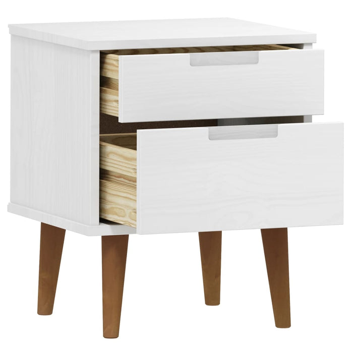 Bedside Cabinet MOLDE White 40x35x48 cm Solid Wood Pine