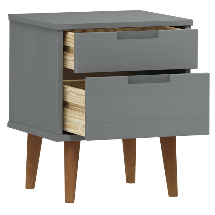 Bedside Cabinet MOLDE Grey 40x35x48 cm Solid Wood Pine