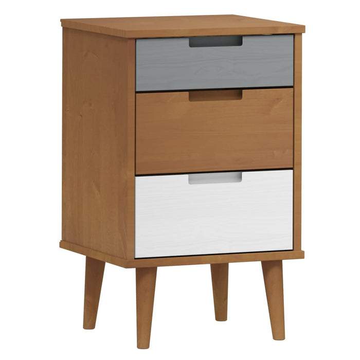 Bedside Cabinet MOLDE Brown 40x35x65 cm Solid Wood Pine