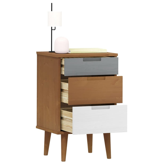 Bedside Cabinet MOLDE Brown 40x35x65 cm Solid Wood Pine