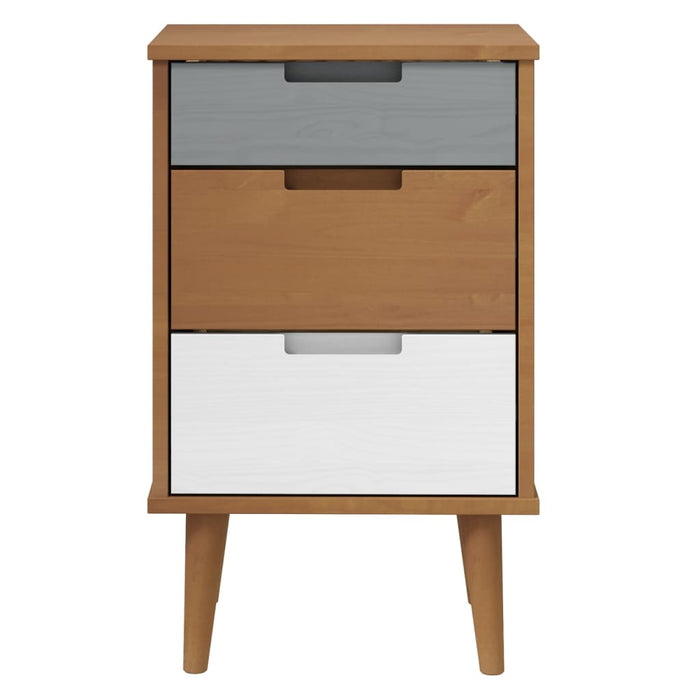 Bedside Cabinet MOLDE Brown 40x35x65 cm Solid Wood Pine