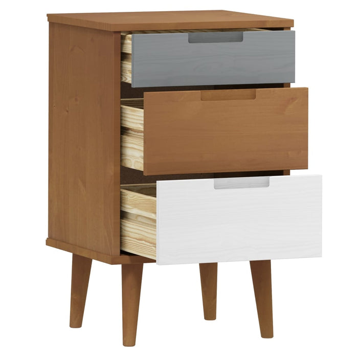 Bedside Cabinet MOLDE Brown 40x35x65 cm Solid Wood Pine