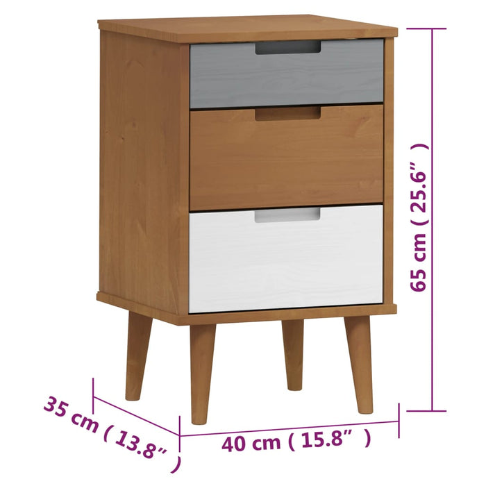 Bedside Cabinet MOLDE Brown 40x35x65 cm Solid Wood Pine