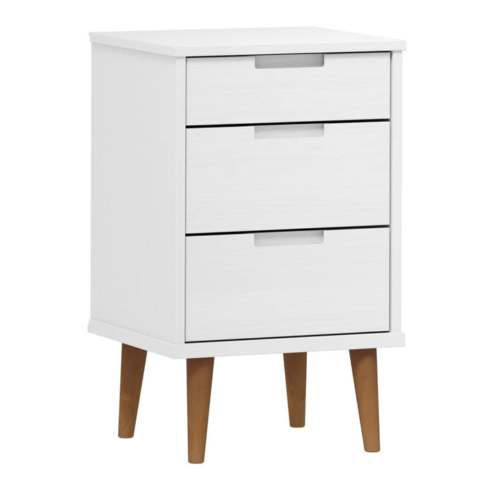 Bedside Cabinet MOLDE White 40x35x65 cm Solid Wood Pine