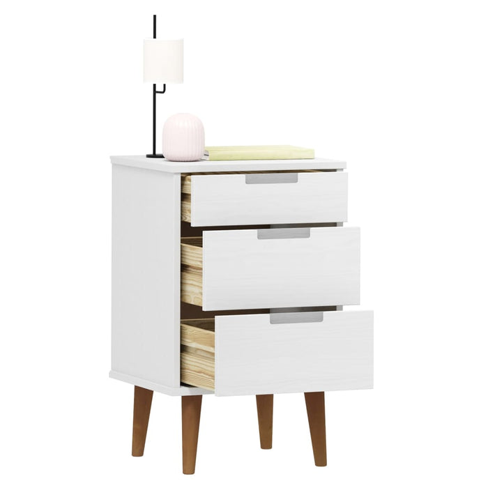 Bedside Cabinet MOLDE White 40x35x65 cm Solid Wood Pine