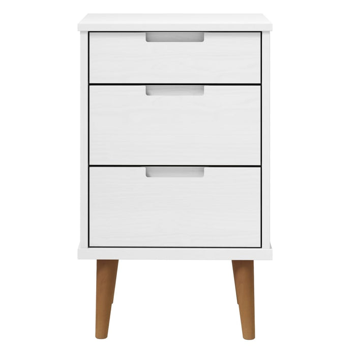 Bedside Cabinet MOLDE White 40x35x65 cm Solid Wood Pine