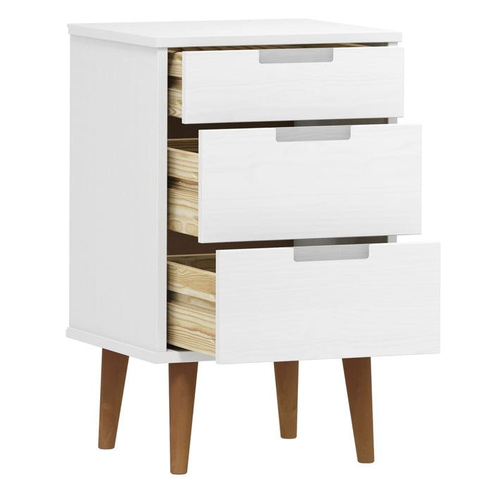 Bedside Cabinet MOLDE White 40x35x65 cm Solid Wood Pine