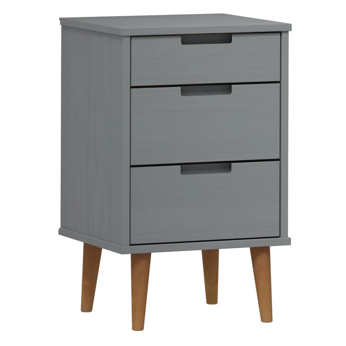 Bedside Cabinet MOLDE Grey 40x35x65 cm Solid Wood Pine