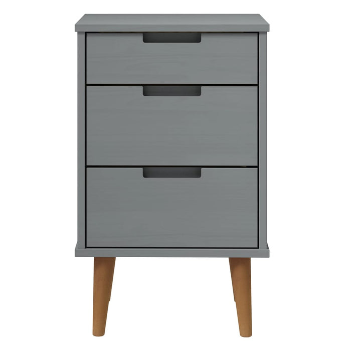 Bedside Cabinet MOLDE Grey 40x35x65 cm Solid Wood Pine